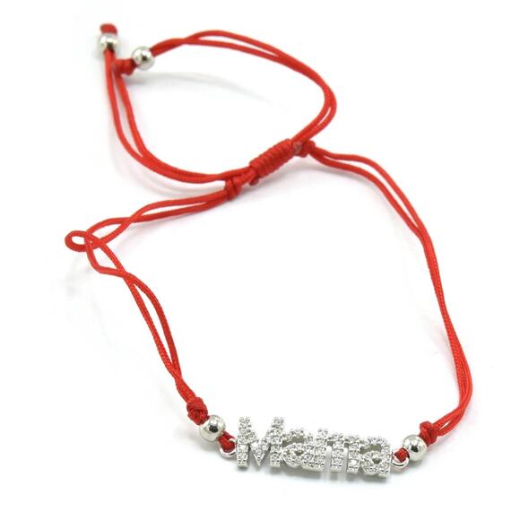 Red Cord “Mama” Bracelet CZ Crystal Letters Cute Gift for Mom - Picture 1 of 1